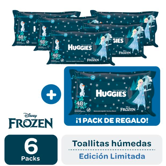 6 Packs Toallitas Húmedas Huggies Edición Limitada Frozen 4 en 1 x 48 Unidades